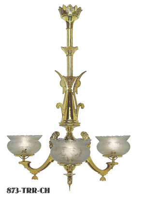 Victorian Chandelier - Neo Grecian 3 Arm Circa 1875 (873-TRR-CH)