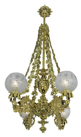 Victorian Chandelier - Neo Rococo Cornelius Grape & Leaf 4 Light Chandelier (874-QCH-RG)