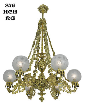 Victorian Chandelier - Neo Rococo Cornelius Grape & Leaf 6 Light Chandelier (876-HCH-RG)