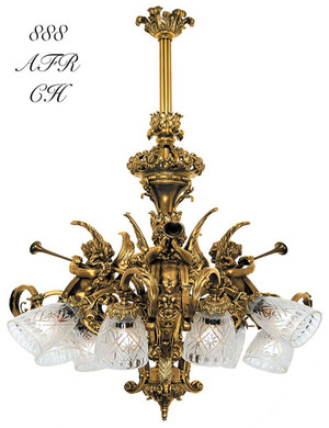 Victorian Cherub Or Cupid French 9 Light Chandelier (888-AFR-CH)