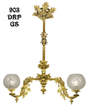 Victorian Pendant Chandelier - Neo Rococo C 1856 2 Light (903-DRP-GS)