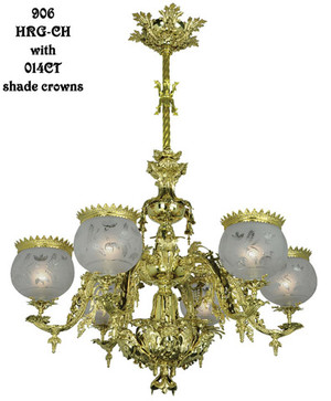 Victorian Chandelier - Neo Rococo Starr-Fellows Circa 1856 6 Light (906-HRG-CH)