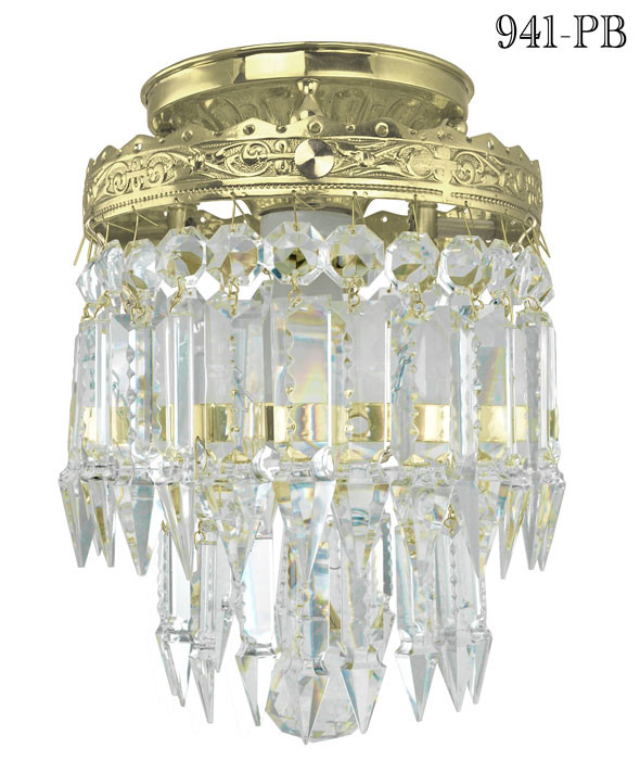 Small Or Mini Crystal Prism Chandelier, Small Crystal And Brass Chandelier