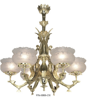 Victorian Chandelier - Neo Grecian 6 Arm Circa 1875 (976-HRR-CH)