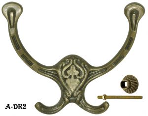 Details about   2 Small Double Coat Hat Hooks Solid Brass Antique Vintage style 2 1/2" #C1 