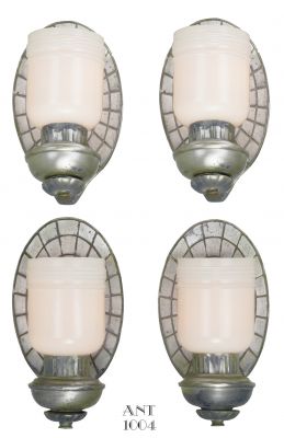 American, Set of Four Art Deco Mock Mirror Back Design Sconces (ANT-1004)