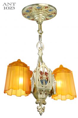 Art Deco 2-Shade Pendant by Lincoln Mnf (ANT-1023)