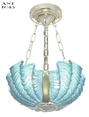 Art Deco British Odeon Movie Theatre Chandelier with 3 Clam Shell Slip Shades (ANT-1045)
