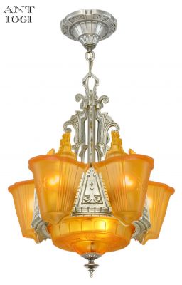 Art Deco "top-of-the-line" 6 "unusual" Shade Chandelier (ANT-1061)