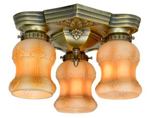 Antique Restored BRASS Art Deco Close Ceiling Light (ANT-1096)