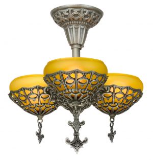 Art Deco 3 Shade Chandelier by Gill Glass & Fixture Co. (ANT-1097)