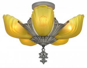 Art Deco 5 Shade Chandelier by Markel (ANT-1102)