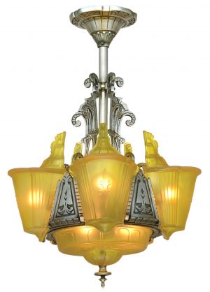 Art Deco top-of-the-line 6 unusual Shade Chandelier (ANT-1110)