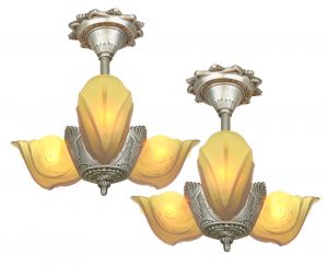 Moe Bridges Art Deco 3 Slip Shade Chandelier for a Lower Ceiling (ANT-1152)