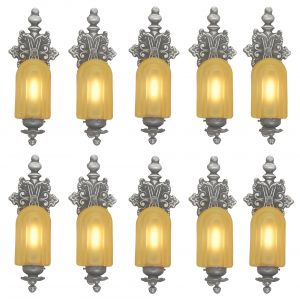 Set of SIX Matched TALL Sconces with Lovely Amber Shades (Sold Each Pair) (ANT-1153)