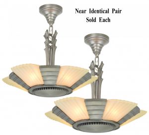 Art Deco Streamline Slip Shade Chandeliers--Circa 1935 (ANT-1171)