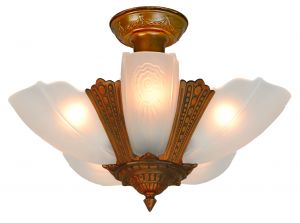 American Art Deco 5-Light Chandelier by Puritan (ANT-1200)