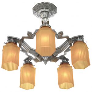 Very Iconic, Art Deco, Five Shade Chandelier--Circa 1910-30 (ANT-1202)