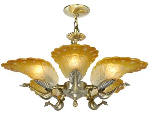 Striking Peacock 5-Arm Chandelier (ANT-1208)