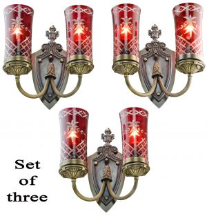 Edwardian GREAT Set of Three 1920-30 Wall Sconces (ANT-1209)