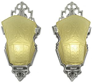 Pair of Unusual American Art Deco Slip Shade Sconces (ANT-1220)