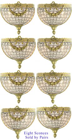 Eight (4 Pairs) of Crystal Bead Sconces--Sold Per Pair (ANT-1223)