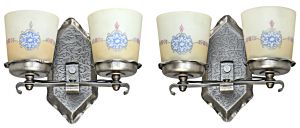 Wonderful Pair of Matching 1920's Crackle Surface Edwardian Sconces (ANT-1242)