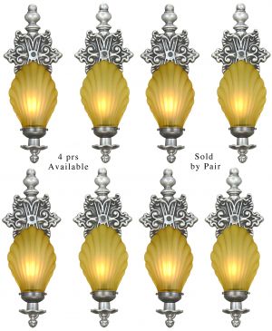 Four Pairs of Matched TALL Sconces with Lovely Amber Shades (Sold Each Pair) (ANT-1257)