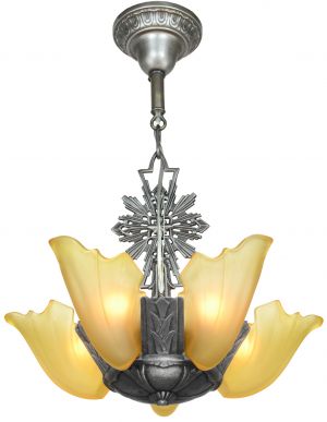 Art Deco 5-Shade Chandelier by Estellite (ANT-1265)