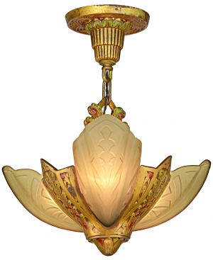 Moe Bridges Art Deco 3 Slip Shade Chandelier (ANT-1276)