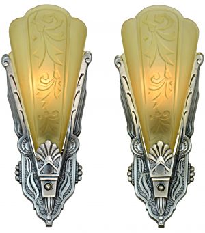 Very Collectable Pair of Art Deco Slip Shade Sconces by Globe (ANT-1281)