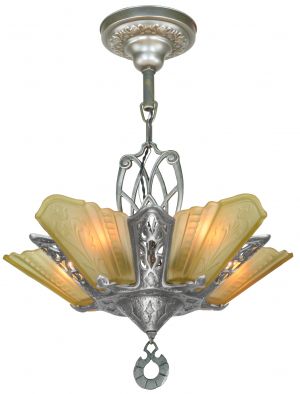 Art Deco 5-Shade Chandelier by Virden (ANT-1286)