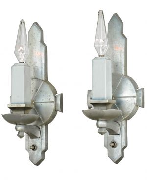 Iconic Pair of Streamline Art Deco Candle Sconces (ANT-1287)