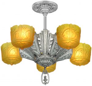 Antique Art Deco Slip Shade Chandelier Made by Lincoln (ANT-1300)