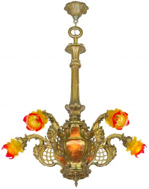 Very Impressive Large French 5-Light Allegorical Chandelier (ANT-1308)