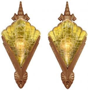 Pair of Fine Art Deco Sconces by Mid-West c.1950 (ANT-1316)