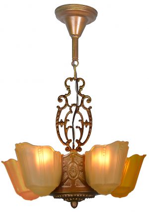 Antique Restored Art Deco Slip Shade Chandelier (ANT-1322)