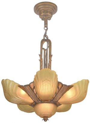 Markel Six-Light Art Deco, Red-Bronze Finished Chandelier (ANT-1334)