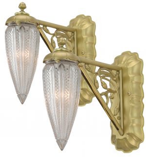 Edwardian Pair of LOVELY Matte-Finished Brass Sconces (ANT-1338)