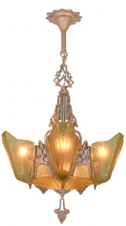 Art Deco Long 6-Shade Chandelier by Markel...The 9500-A Line (ANT-1340)