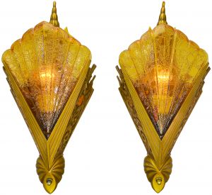 Art Deco Solid Bronze Sconces by Mid-West c.1935 (ANT-1352)