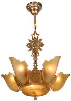 Art Deco 6-Shade Chandelier by Estellite (ANT-1363)