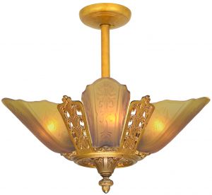 Moe Bridges Art Deco 5-Slip Shade Chandelier (ANT-1384)