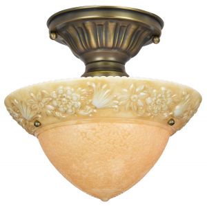 Custard Embossed Antique 3-Chain Bowl Shade Ceiling Light (ANT-1426)