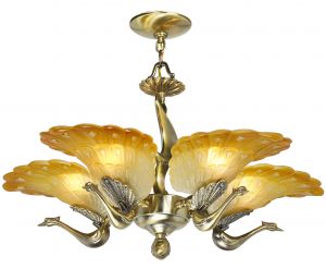 Striking Peacock 5-Arm Chandelier (ANT-1460)