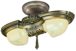 Art Deco Antique Double-Light Close-Ceiling Fixture 1930's (ANT-1462)