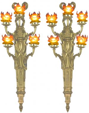 Pair of Very Impressive French 5-Light Large Outstanding Sconces-Circa 1910-20 (ANT-1469)