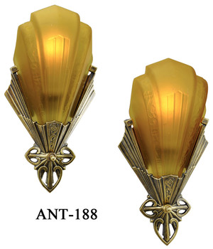 Pair of Antique Art Deco Virden Slip Shade Sconces (ANT-188)