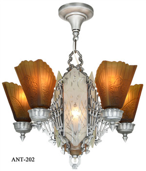 Fantastic 1930s Art Deco 6 Light Chandelier (ANT-202)