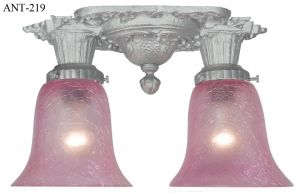 Art Deco Semi Flush Mount Ceiling Light Fixture Crackle Glass Shades (ANT-219)